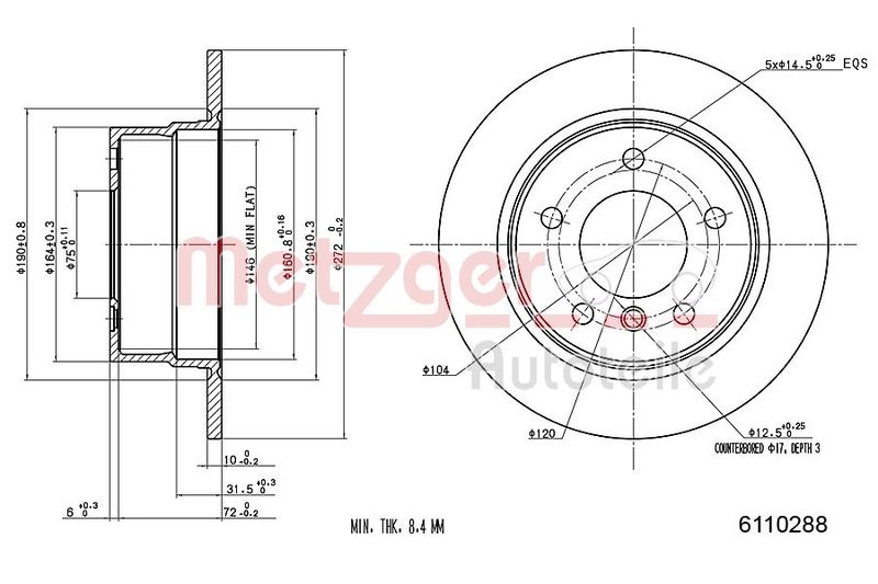 Brake Disc METZGER 6110288