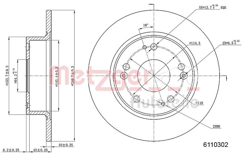 Brake Disc METZGER 6110302