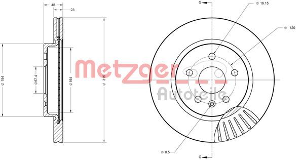 Stabdžių diskas METZGER 6110371