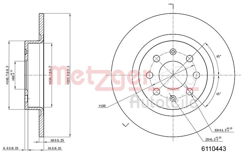 Brake Disc METZGER 6110443