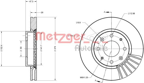 Stabdžių diskas METZGER 6110467