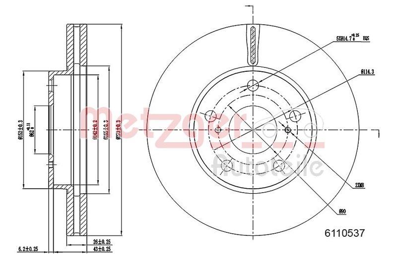 Brake Disc METZGER 6110537