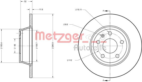 Stabdžių diskas METZGER 6110574