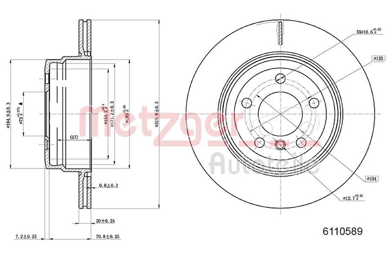 Brake Disc METZGER 6110589