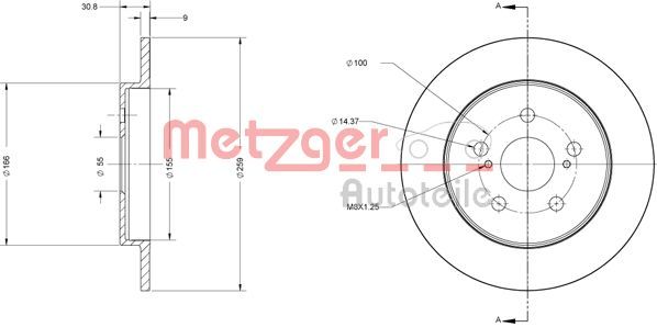 Гальмівний диск METZGER 6110617