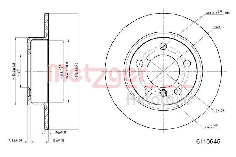 Brake Disc METZGER 6110645