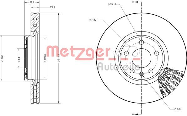 Stabdžių diskas METZGER 6110716