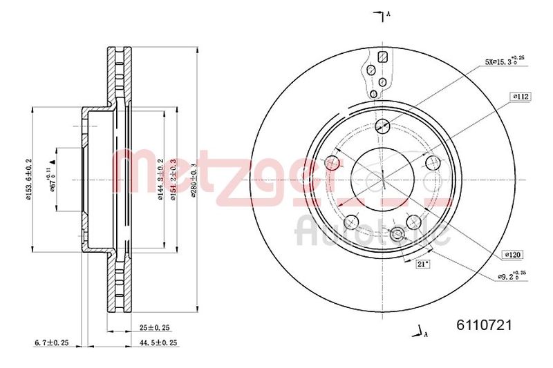 Brake Disc METZGER 6110721