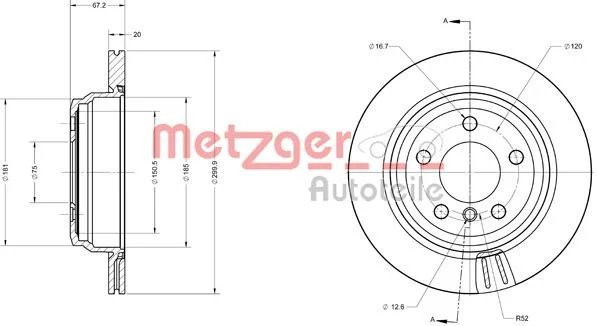 Stabdžių diskas METZGER 6110744