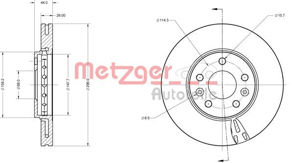 Stabdžių diskas METZGER 6110760