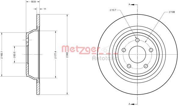 Stabdžių diskas METZGER 6110813