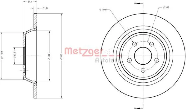 Stabdžių diskas METZGER 6110818
