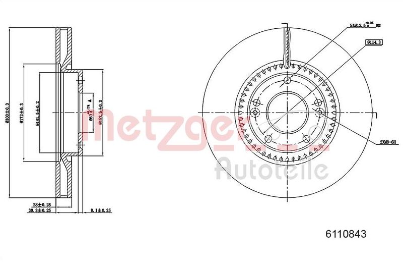 Stabdžių diskas METZGER 6110843