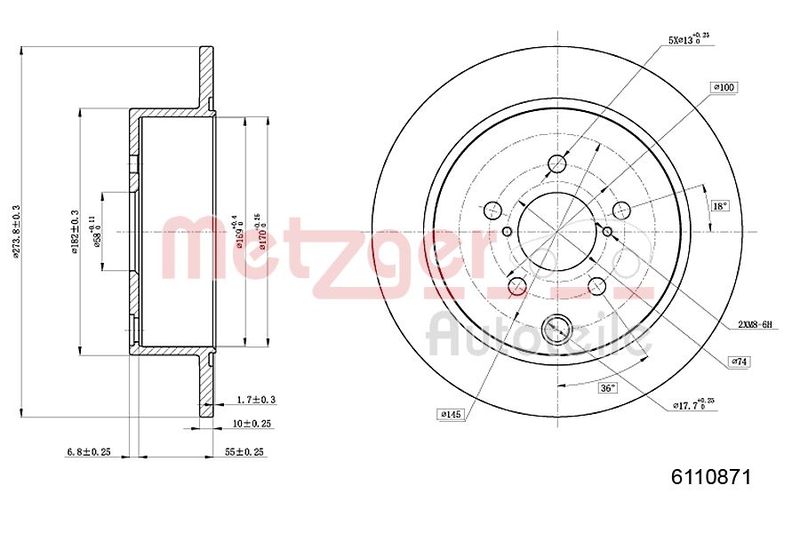 Stabdžių diskas METZGER 6110871