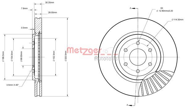 Stabdžių diskas METZGER 6110886