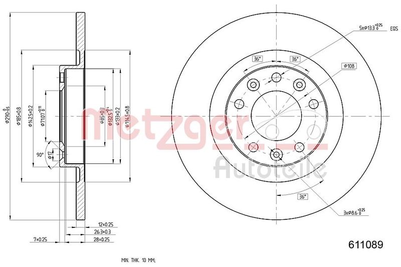 Brake Disc METZGER 6110890