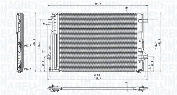 Condenser, air conditioning MAGNETI MARELLI 350203758000