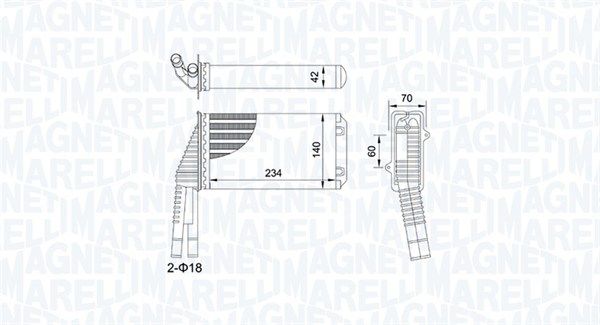 Теплообмінник, система опалення салону MAGNETI MARELLI 350218467000