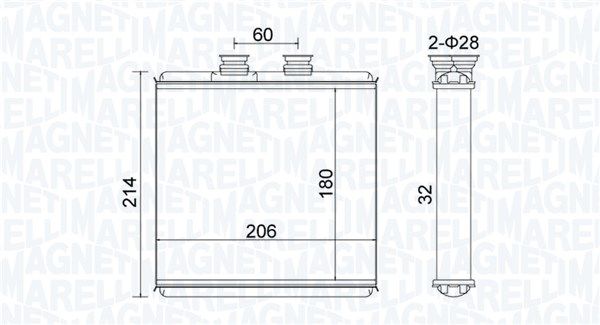 Теплообмінник, система опалення салону MAGNETI MARELLI 350218510000