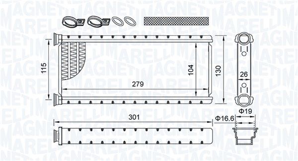 Теплообмінник, система опалення салону MAGNETI MARELLI 350218514000