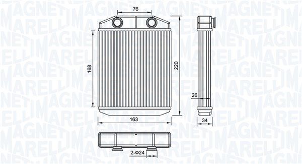 Теплообмінник, система опалення салону MAGNETI MARELLI 350218516000