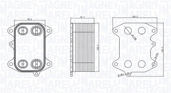 Oil Cooler, engine oil MAGNETI MARELLI 350300003300