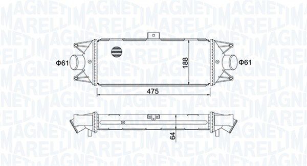 Tarpinis suslėgto oro aušintuvas, kompresorius MAGNETI MARELLI 351319204010