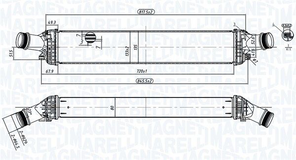 Tarpinis suslėgto oro aušintuvas, kompresorius MAGNETI MARELLI 351319204430