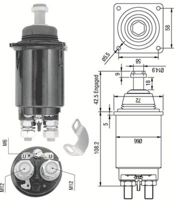 Solenoidinis jungiklis, starteris MAGNETI MARELLI 940113050312