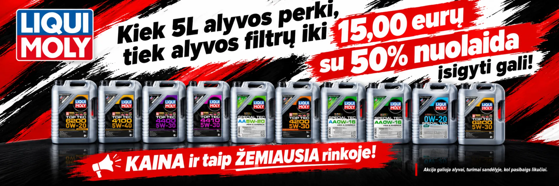 Liqui Moly alyva 5L → alyvos filtras −50%